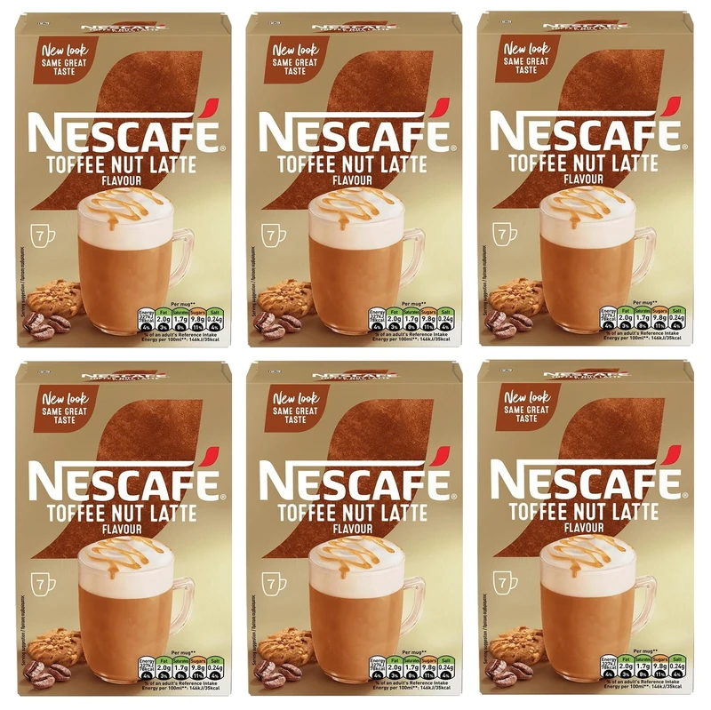NESCAFÉ Toffee Nut Latte Instant Coffee Sachets x7 (Pack of 6, Total 42 Sachets)