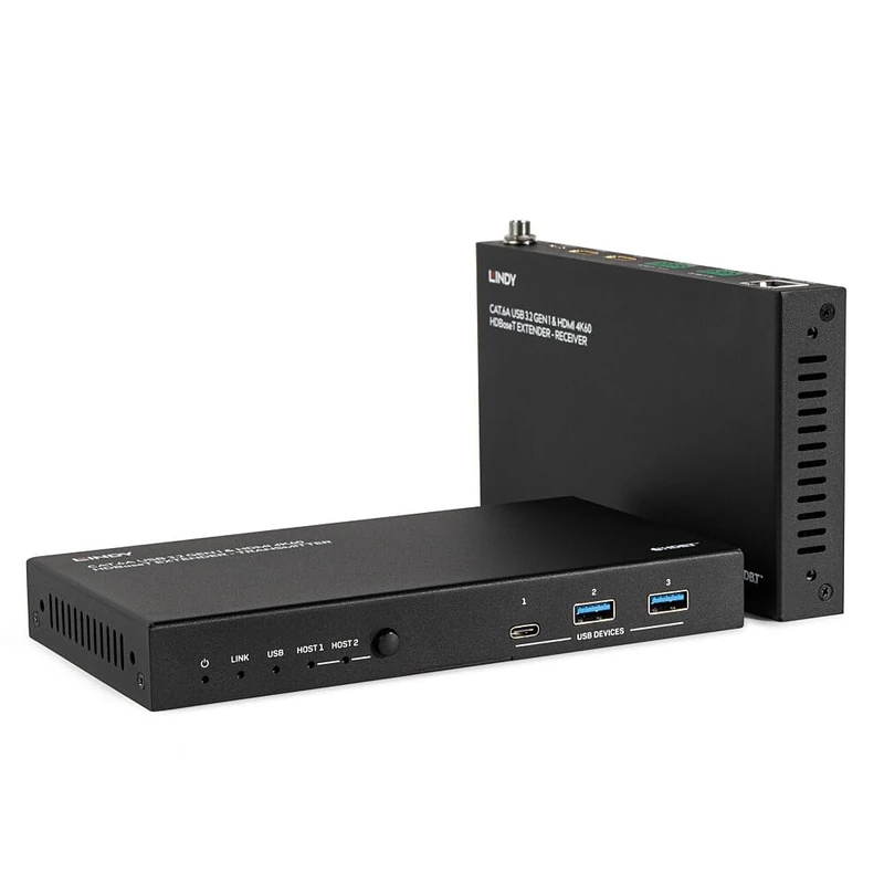 Lindy - USB 3.2 Gen 1 and HDMI 4K60 HDBaseT Cat.6A Extender 100m with 2 Hosts