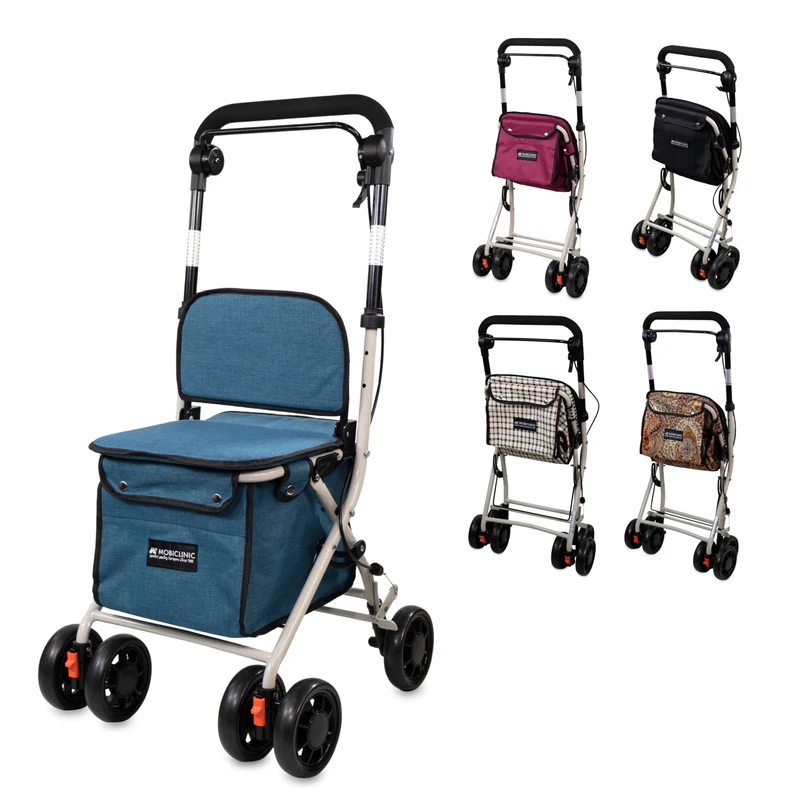 Mobiclinic®, Shopping Trolley with Seat, Mobility Walker, 21L, Coliseo, Walker for Adults, Foldable, Rollator, Trolley with Backrest, Shopping Trolley on Wheels, Bag Removable, Directional Locking - Image 1