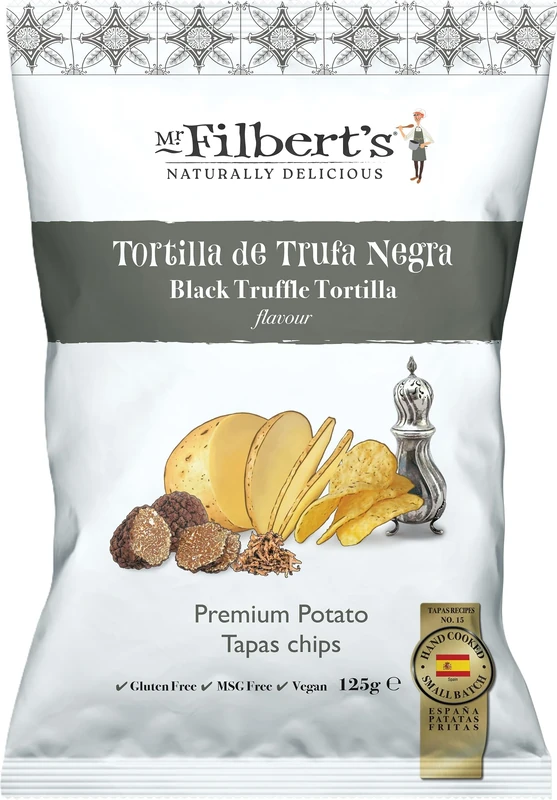 Mr Filberts Black Truffle Tortilla Crisps, 10 x 125g Bags