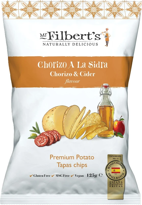 Mr Filberts Chorizo & Cider Crisps, 10 x 125g Bags