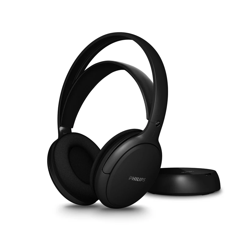 Philips SHC5200M2 Wireless TV Headphones with 30 Hours of Battery Life, 30 m Range, 2.4G Digital Connection, On-Ear Comfort, Replaceable Battery, Clear Sound for Dialogue - Black