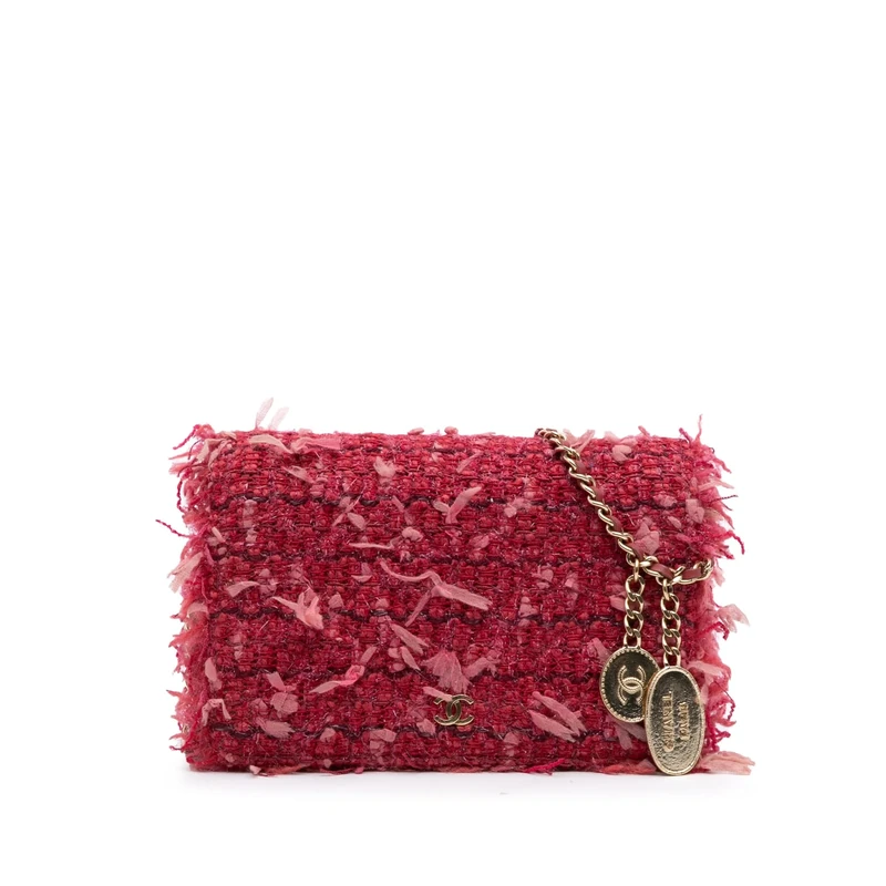 Chanel Pre-Loved CC Tweed Wallet On Chain Handbag Crossbody Bag
