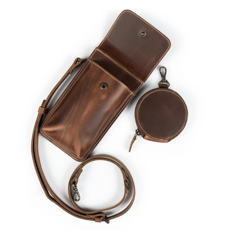 LONDO Genuine Leather Phone Bag Case - Versatile Crossbody Wallet with Credit Card Holder, Coin Pouch & Protective Smartphone Organizer, Brown