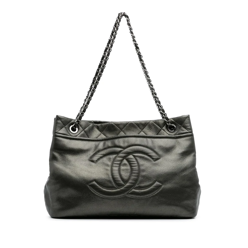 Chanel Pre-Loved CC Metallic Caviar Soft Tote