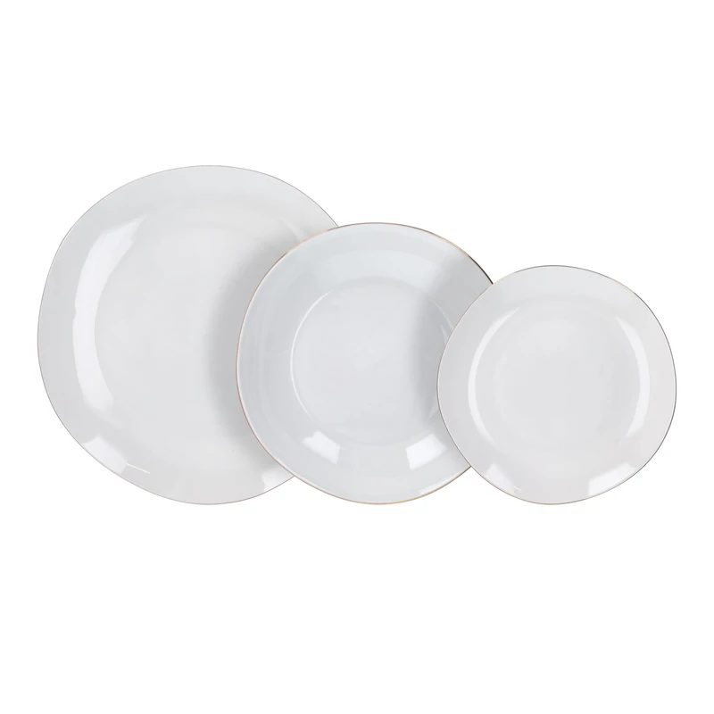 Tognana Filo oro Dinner Service for 6 People 18 Pieces, Porcelain, White