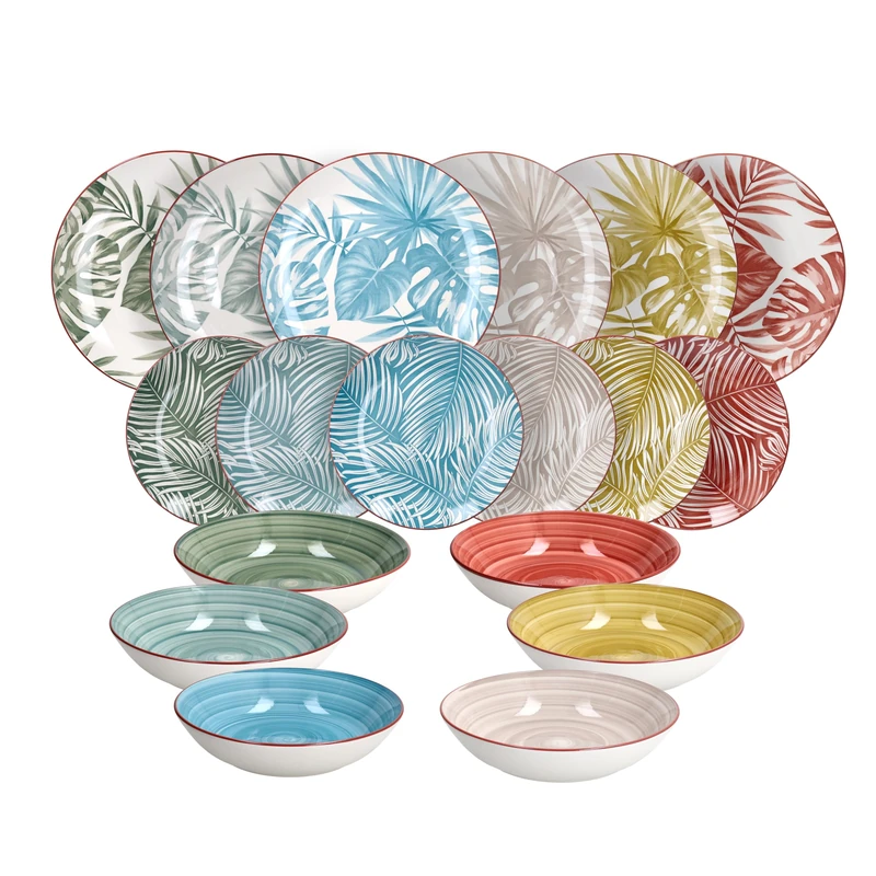 Tognana Exotic 18-Piece Dinner Set for 6 People, Porcelain, Multicolour