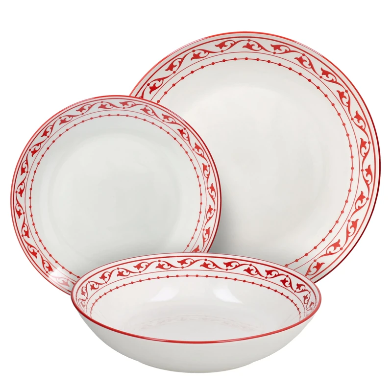 Tognana Cherie 18-Piece Dinner Set for 6 People, Porcelain, Red
