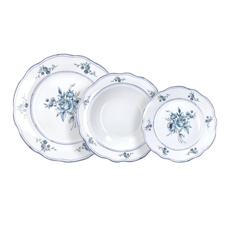 Tognana Heritage Florals 18-Piece Dinner Set for 6, Porcelain, Blue