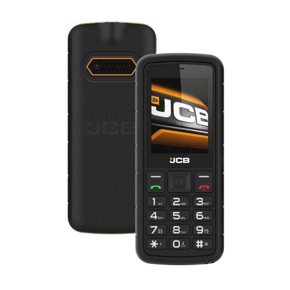 JCB Tradesman 2F Rugged Mobile Phone, Floating Design, IP69K Waterproof, MIL-STD-810H Drop Tested, 4G Dual SIM, Glove-Friendly Buttons, Large Button, Torch, Expandable Storage up to 128GB