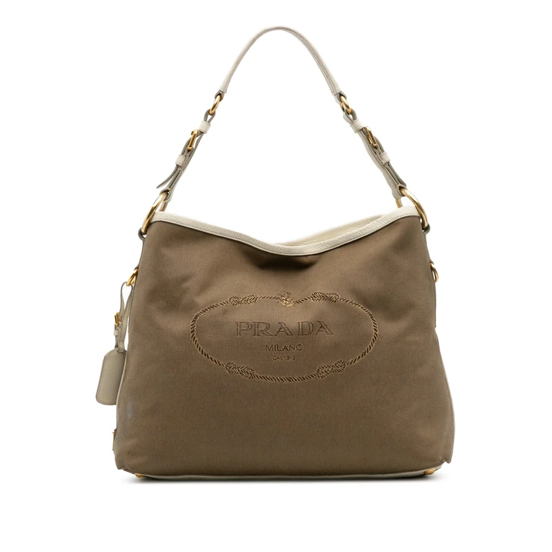 Prada Pre-Loved Canvas Canapa Logo Shoulder Bag