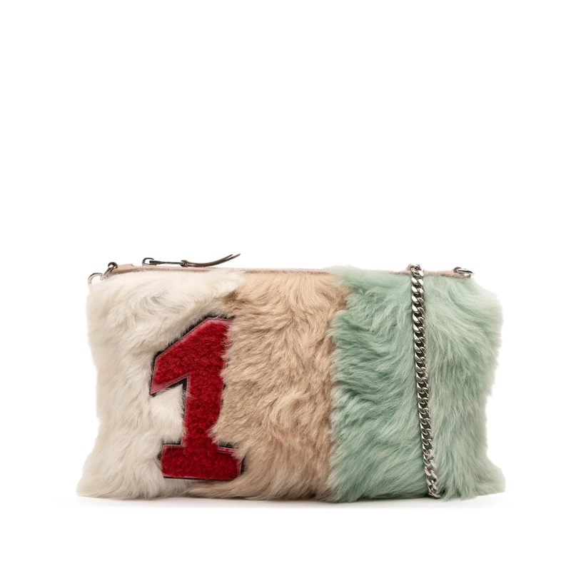 Miu Miu Pre-Loved Fur Montone Stripe Crossbody Bag