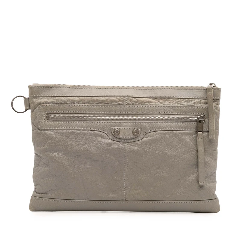 Balenciaga Pre-Loved Lambskin Motocross Classic Clip M Clutch Bag