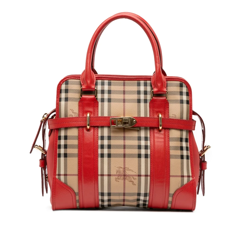 BURBERRY Pre-Loved Haymarket Check Coated Canvas Minford Portrait Satchel