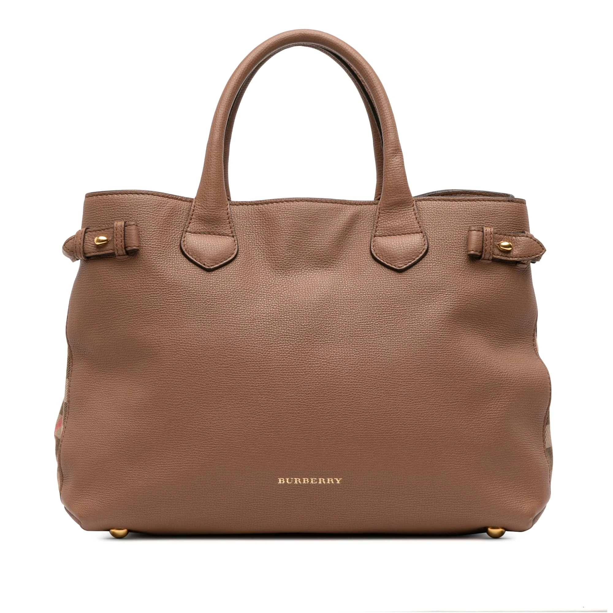 BURBERRY Pre-Loved Medium Leather and House Check Banner Satchel