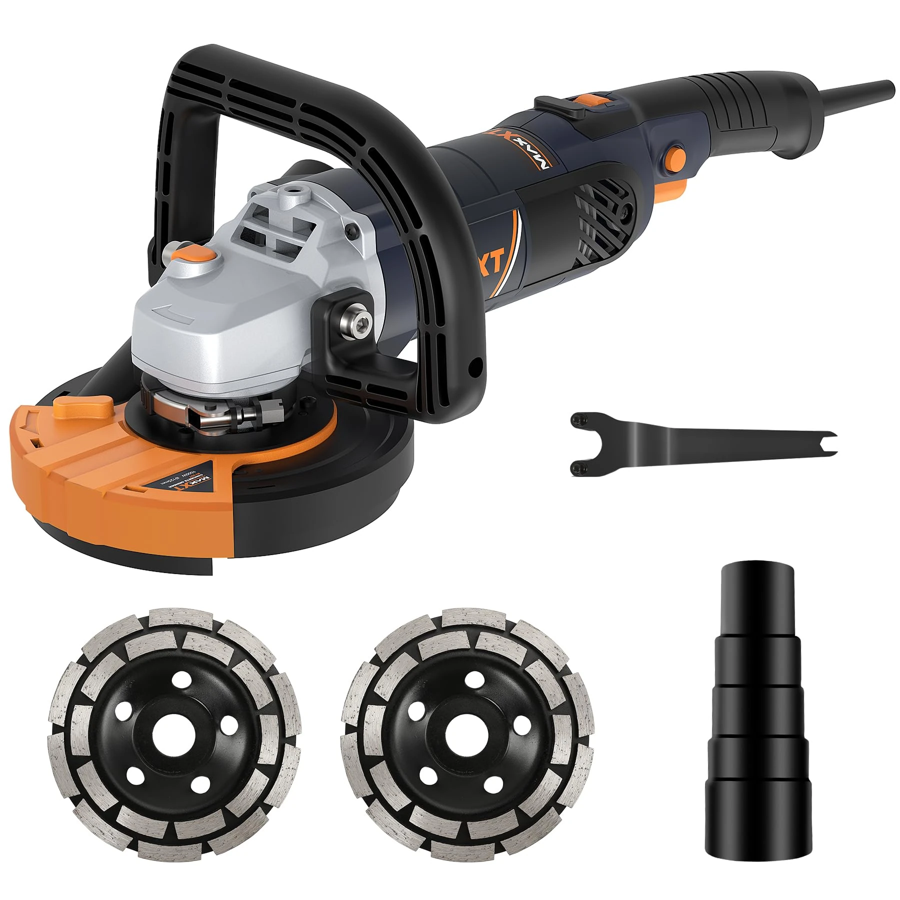 MAXXT Concrete Angle Grinder, Grinder Sander 5 Inch Pad 1000-8500RPM 7 Speed Adjustments, Removable Guard for Polishing（Includes 2 Diamond Sanding）