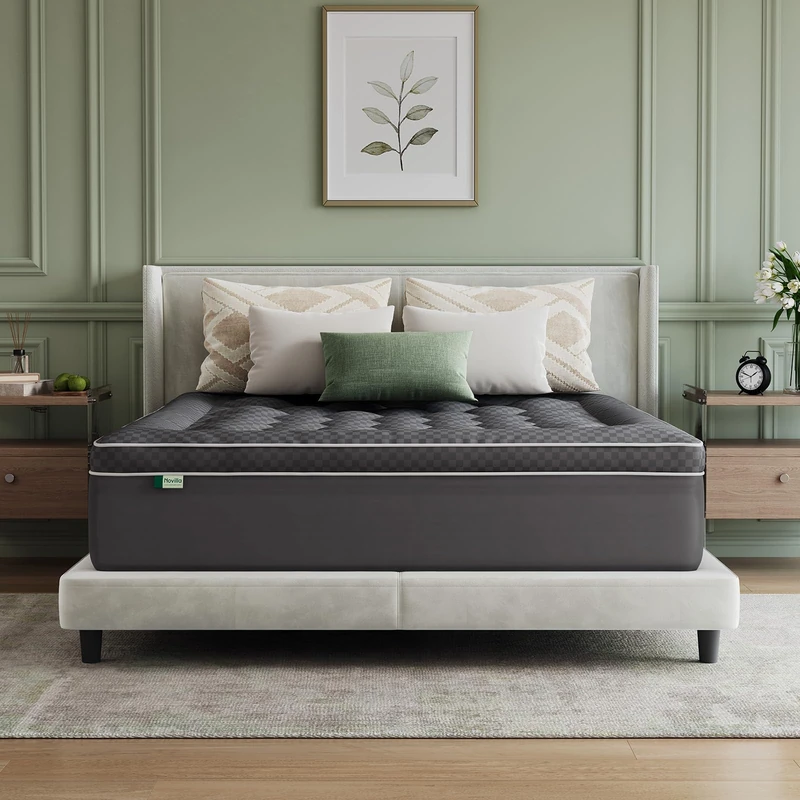 Novilla Premium Mattress Topper 140 x 190 cm – Ultra Comfort, Soft and Breathable – 4 Seasons, Deep Pocket 30 cm – Dark Grey