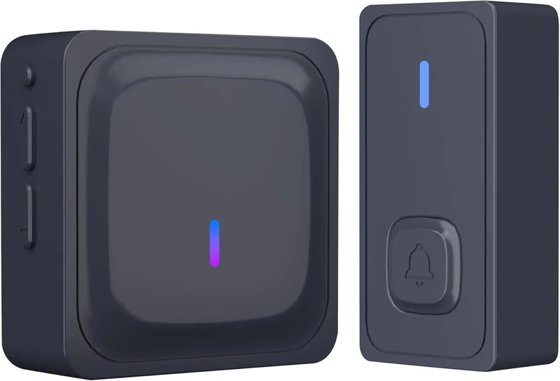 HBN Wireless Doorbell for Home,Mini Classroom Door Bell Chime for Garage with 1 Receiver,Waterpoof Wall Mounted Doorbells Button for Apartment, Bedroom,Classroom,Kids Room(Black)