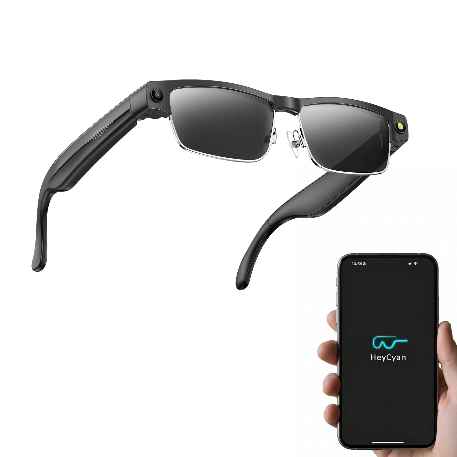 AI Smart Glasses with 8MP Camera Powered by ChatGPT AI , Bluetooth Sunglasses for Men, Real-Time Translation, Voice Assistant, Open-Ear Music & Calls, Dual Mic Noise Reduction, UV Protection Lenses