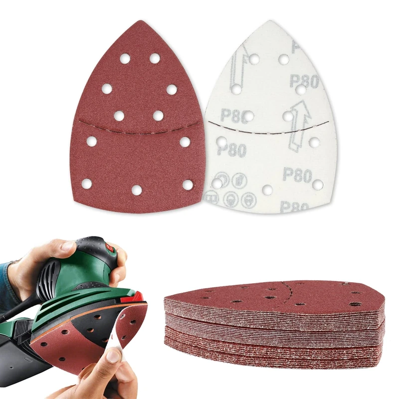 30 Pcs Sanding Pads, Mouse Sander Pads, Hook and Loop Sandpaper for Electric Sander, Detail Multi Tool Sanding Pads for Mouse Sander Sheets for Bosch Sander Pads, 80 Grits (30PCS-80Grits)