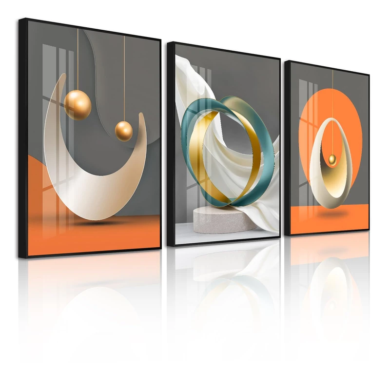 Altimpo Large Frame Modern Abstarct Wall Art for Living Room, Minimalist Bright Style 3 Piece Canvas wall art painting, Sliver Grey Melody Wall Art for Bedroom, Home, Hotel, Office 24x36IN