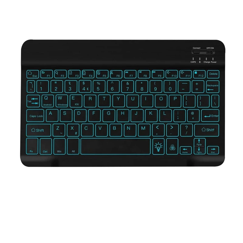 XOKUWU Bluetooth Backlight Keyboard (UK Layout), Ultra-Slim Tablet Wireless Keyboard with Backlit 7-Colors for Tablet/Phones/iPad/Samsung/XiaoMi/Tablets/Phone/iOS/Android/Windows, Black