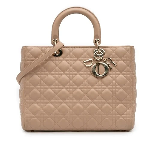 Dior Pre-Loved Large Lambskin Cannage Lady Handbag