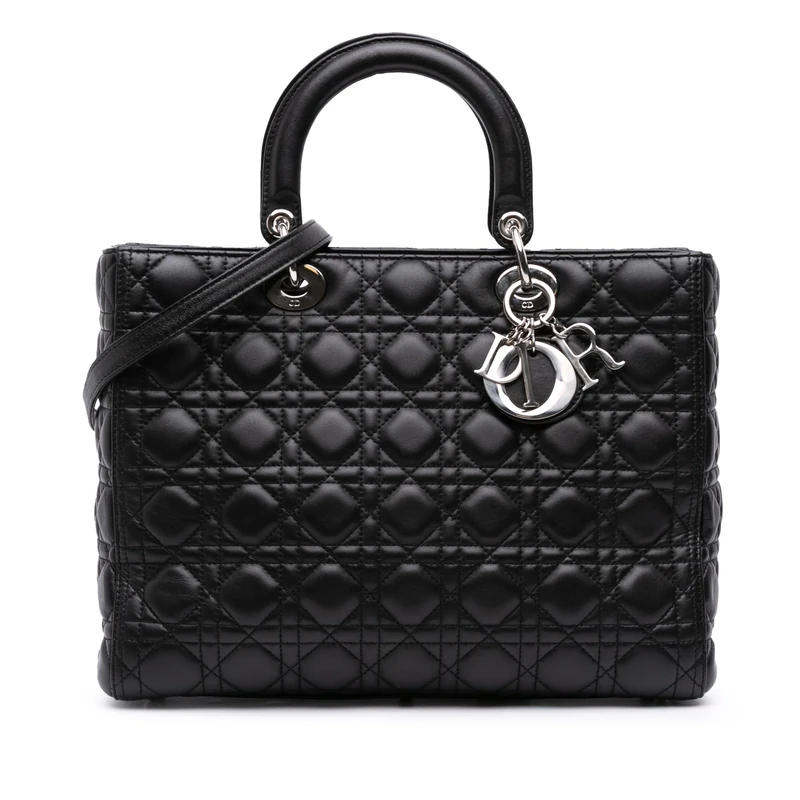 Dior Pre-Loved Large Lambskin Cannage Lady Handbag