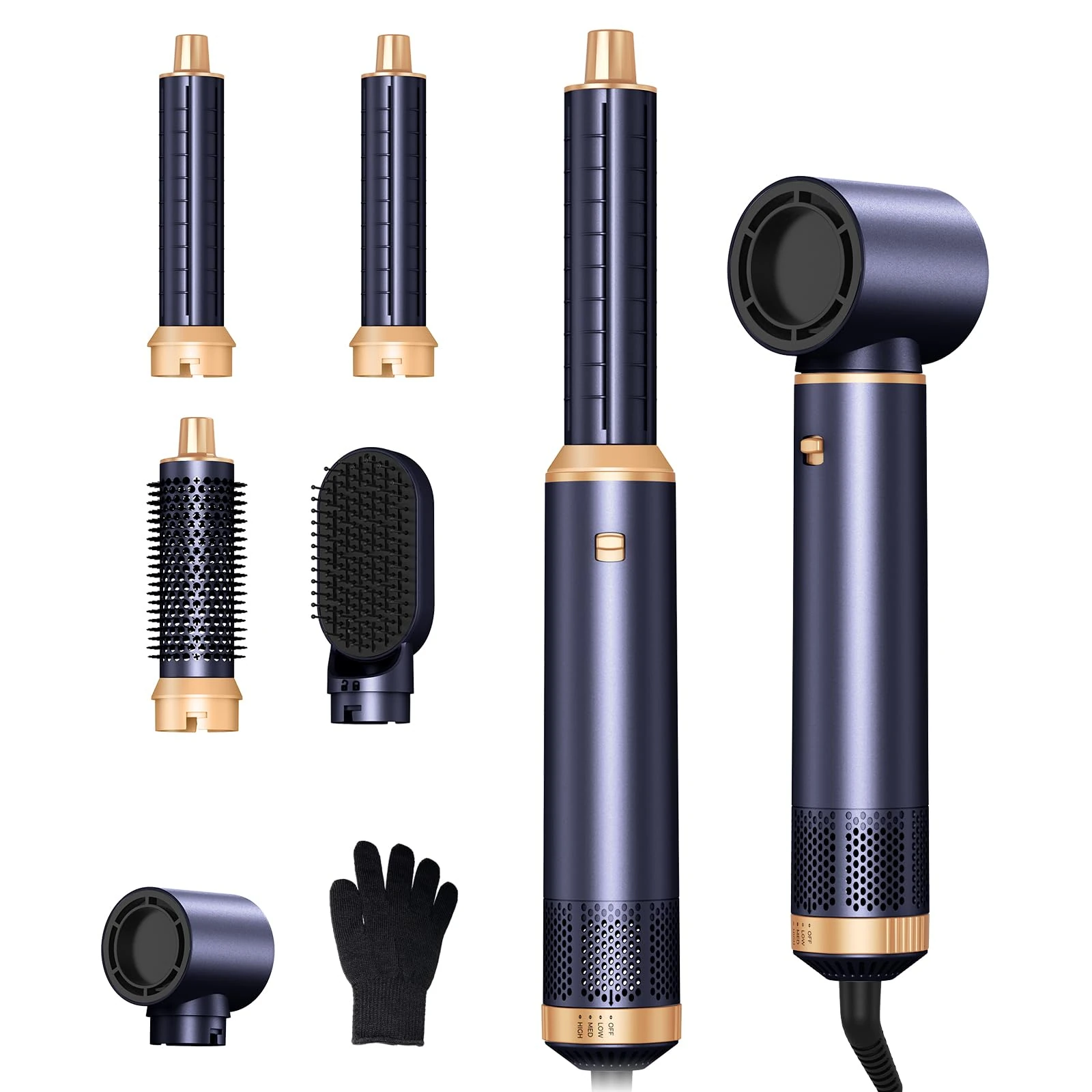 5 in 1 Hair Styler Pro,1000w Upgrade Air Styler 60000RPM Hair Dryer Brush, Left&Right Magic Hair Curler,3 Wind Speed and Temperature, Multi-Styler 5 in One for Drying Curling Straightening
