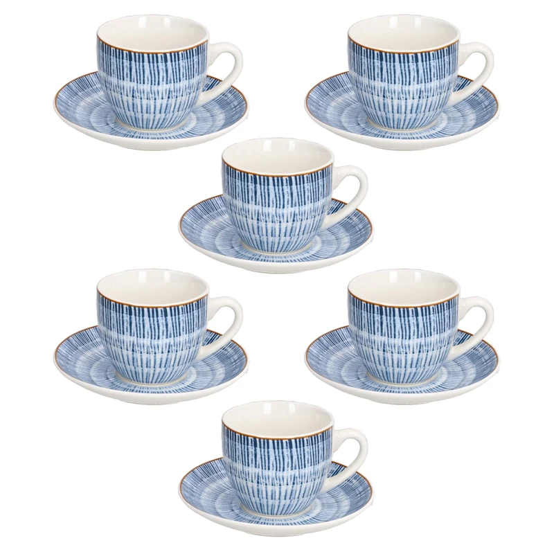 Tognana, Virtuo Blue 200 Cc 200 Tea Cups with Plate, New Bone China, Blue