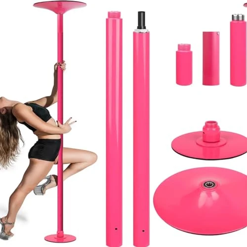 Dance Pole, Fixed & Portable Stripper Fitness Pole for Home, Adjustable Height, Static & Rotating, Perfect for Beginners Exercise