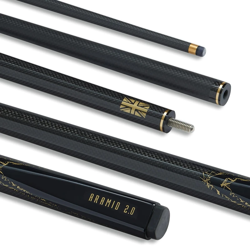 POWERGLIDE Snooker Pool or Billiard Cue | Carbon Fibre & Fibreglass | Ultra Smooth Metallic Painted High Gloss Black | 2-Piece 50/50 Joint | 19oz | Full Size 57" | 10mm Tip