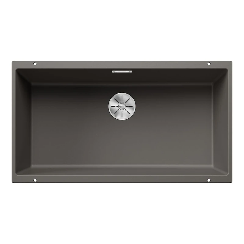 Blanco SUBLINE 800-U Granite Sink Made of Silgranit Volcano Grey Installation Type: Undermount for 80 cm-Wide Base Cabinets One Cut-Out and Mounted Only Once [83 x 46 x 23.2 cm]