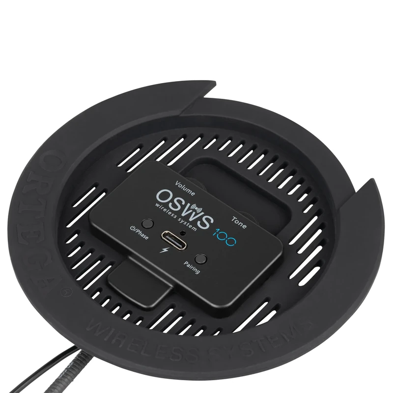 Ortega Guitars Wireless System Pickup – Pickup for Guitars with a 100 mm Soundhole – Rechargeable – Black (OSWS100)