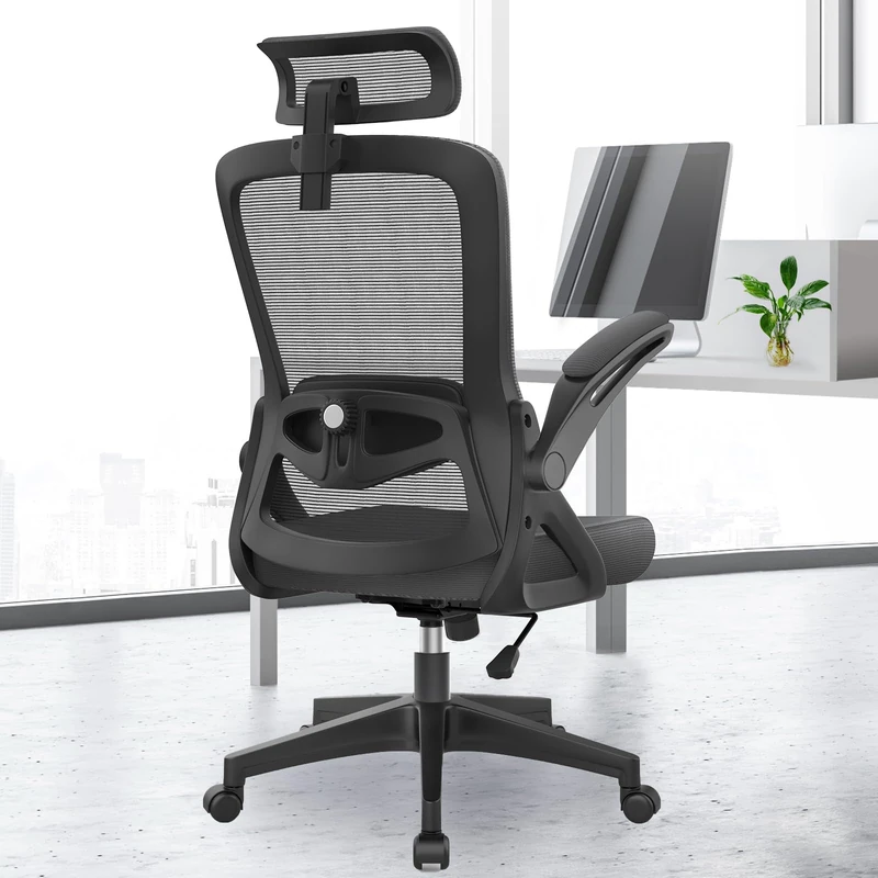 YONISEE Office Chair Ergonomic Office Chair with Lumbar Support, Adjustable Armrests and Headrests, Mesh Chair High Back Comfortable for Home Office (Dark Gray)