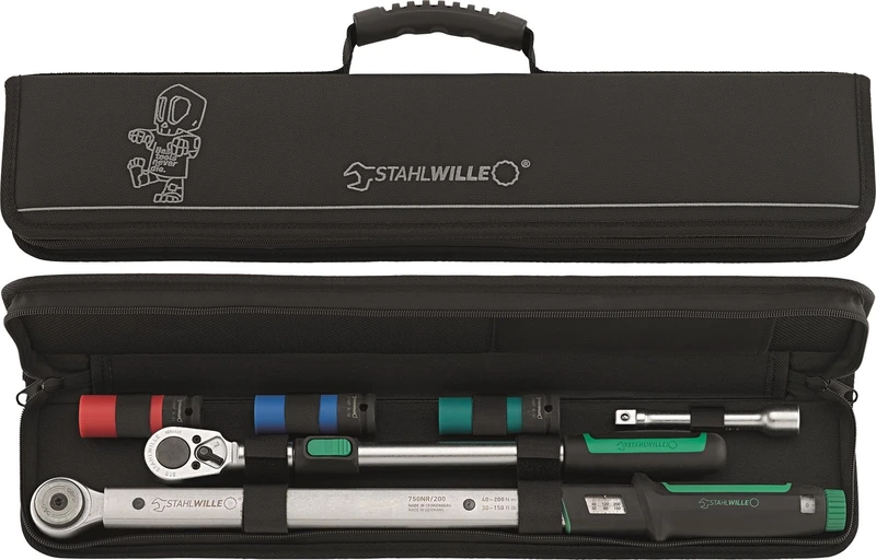 STAHLWILLE 750NR/516/3/1 NDE Torque Wrench Set Car 6 Pieces | 1/2 Inch, 40-200 N·m | Telescopic Ratchet, Socket Wrench 17, 19, 21 mm + Extension | Made in Germany - Best Tools Never Die Edition - Image 1