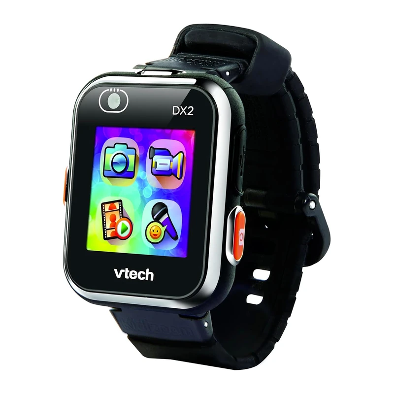 VTech Kidizoom DX2 Black Interactive Watch for Children with Dual Cameras, Color Touch Screen, Smartwatch with Motion Sensor, Shock Resistant, Italian Language, 3-12 Years