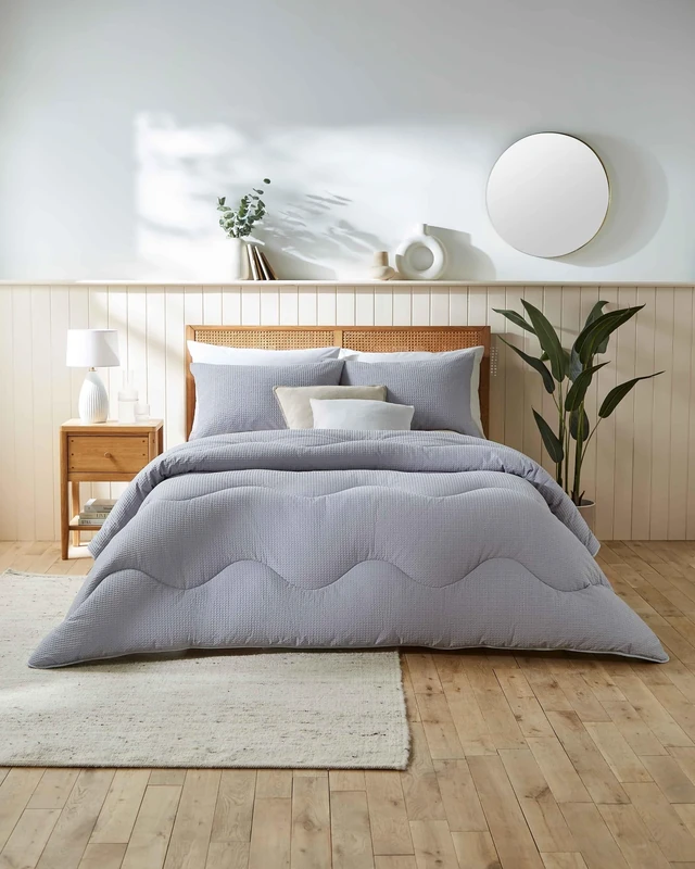 Night Lark Coverless Duvet Cotton Waffle Collection – Coverless Duvet Single 10.5 Tog with Advanced Smartfil® Fiber, Machine Washable, Hypoallergenic – Grey, Single Bed Size