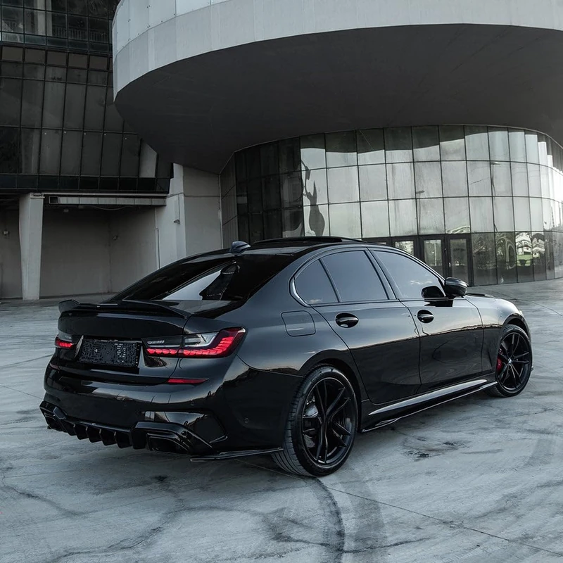 Oneway Rear Diffuser compatible with BMW 3-Series G20/G21 M-Pack 2018-2022 (with round exhaust trims) - Gloss black