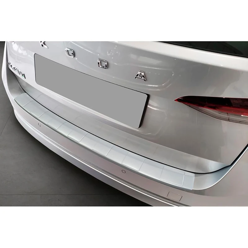Avisa Stainless Steel Powdercoated Rear bumper protector compatible with Skoda Octavia IV 2019-2024 & FL 2024- 'Soft Silver'