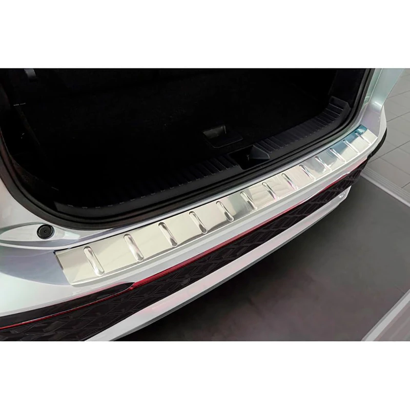 Avisa Stainless Steel Rear bumper protector compatible with Volkswagen Tayron 2024- 'Ribs', Silver