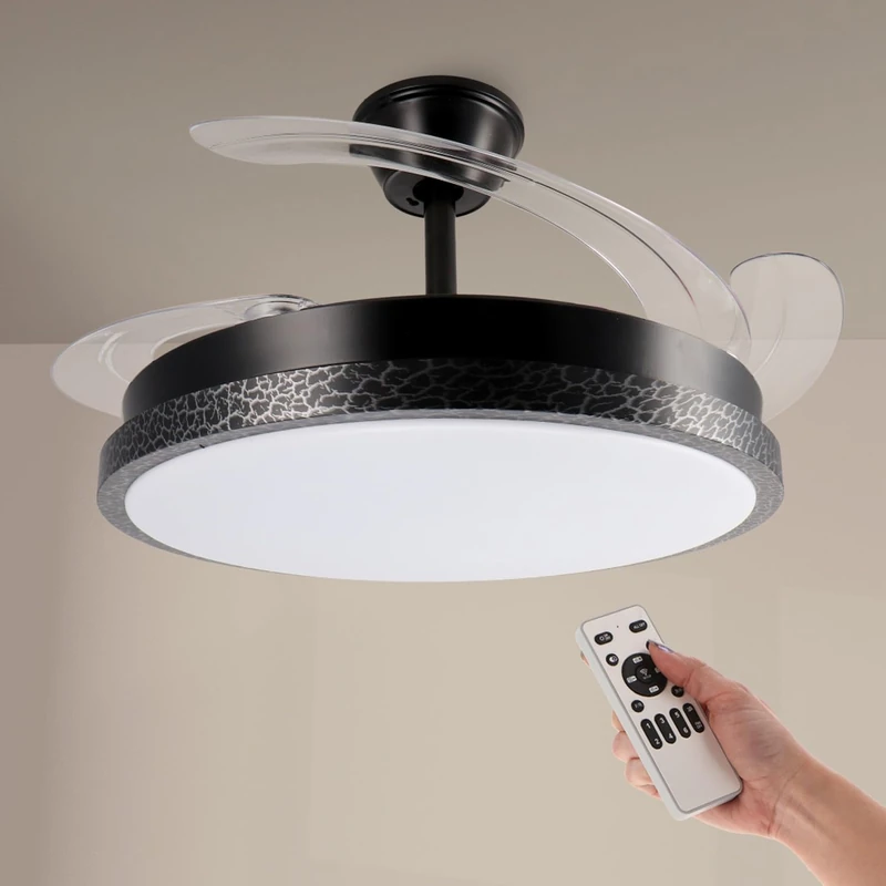 M mimotec - Black Rail LED Ceiling Fan, Colour Temperature Adjustable, Summer/Winter Function, 6 Speeds, LM8850