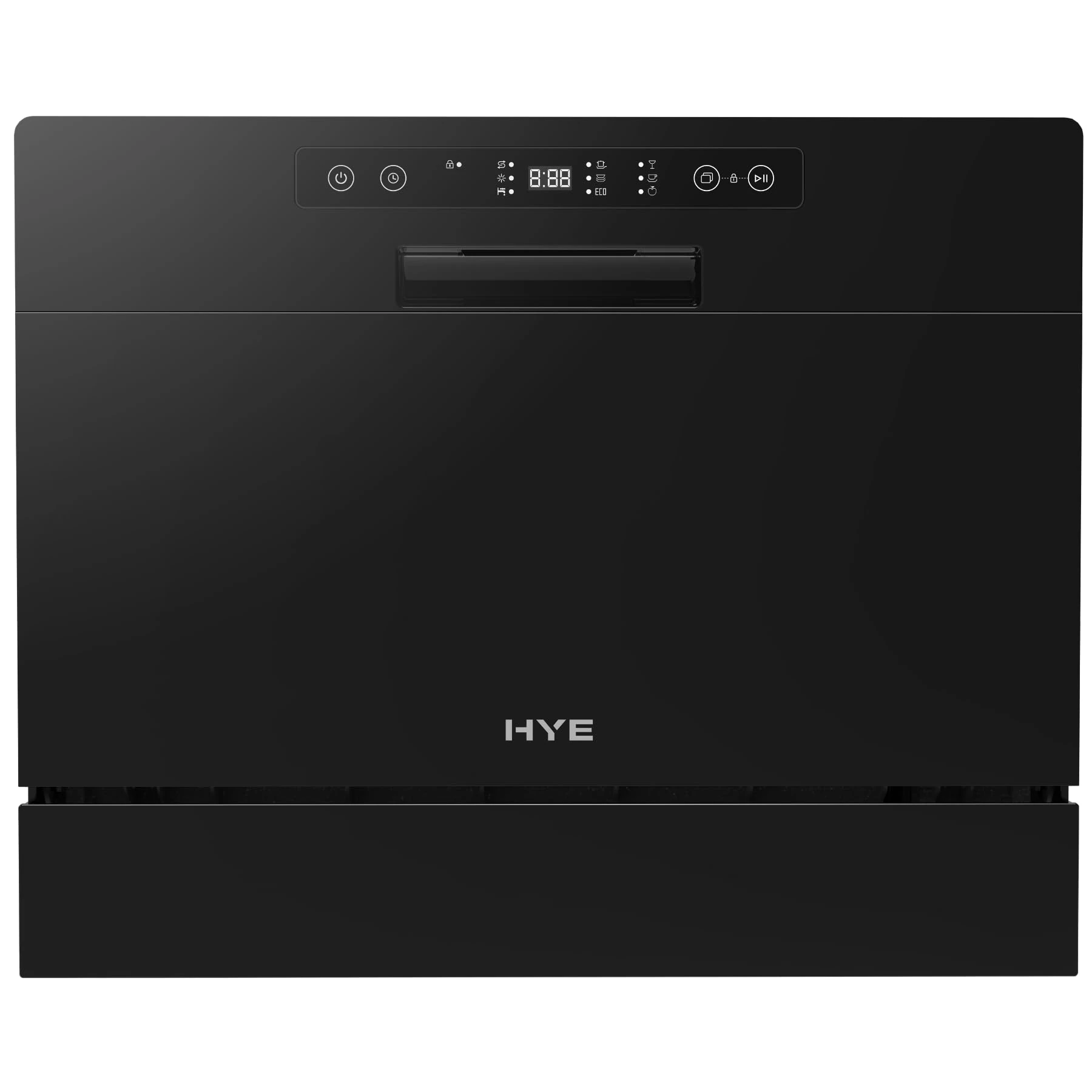 HYE Table Top Dishwasher – 6 Place Settings, Portable Countertop Dishwasher with 6 Wash Programs, Delay Start, Compact Mini Dish Washer for Kitchen, Black, 52dB Quiet Operation - DW016TTB25
