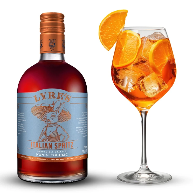 Lyre's Non Alcoholic Italian Spritz Spirit, Award Winning Low Calorie Alcohol Free Aperitif Alternative, Vegan Friendly Zero Proof Bitter Orange Style Spirit for Spritz and Cocktails (700ml)