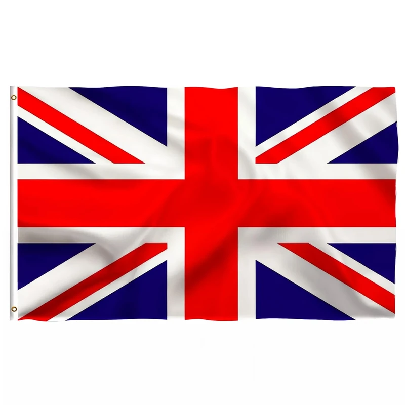 Large Union Jack Flags, 5ft x 3ft British Flag with Brass Eyelets and Polyester Fabric for Patriotic Displays, Celebrations, Outdoor/Indoor Decoration, Street Party & Sports Events (1 pc)