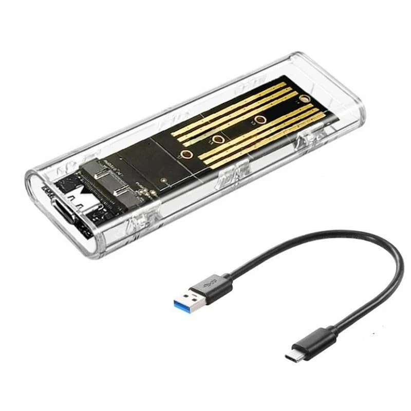 Multibao M.2 NGFF to Type-C USB 3.0 3.1 Clear Enclosure Caddy SSD Hard Disk Adapter-NGFF Protocol Supported
