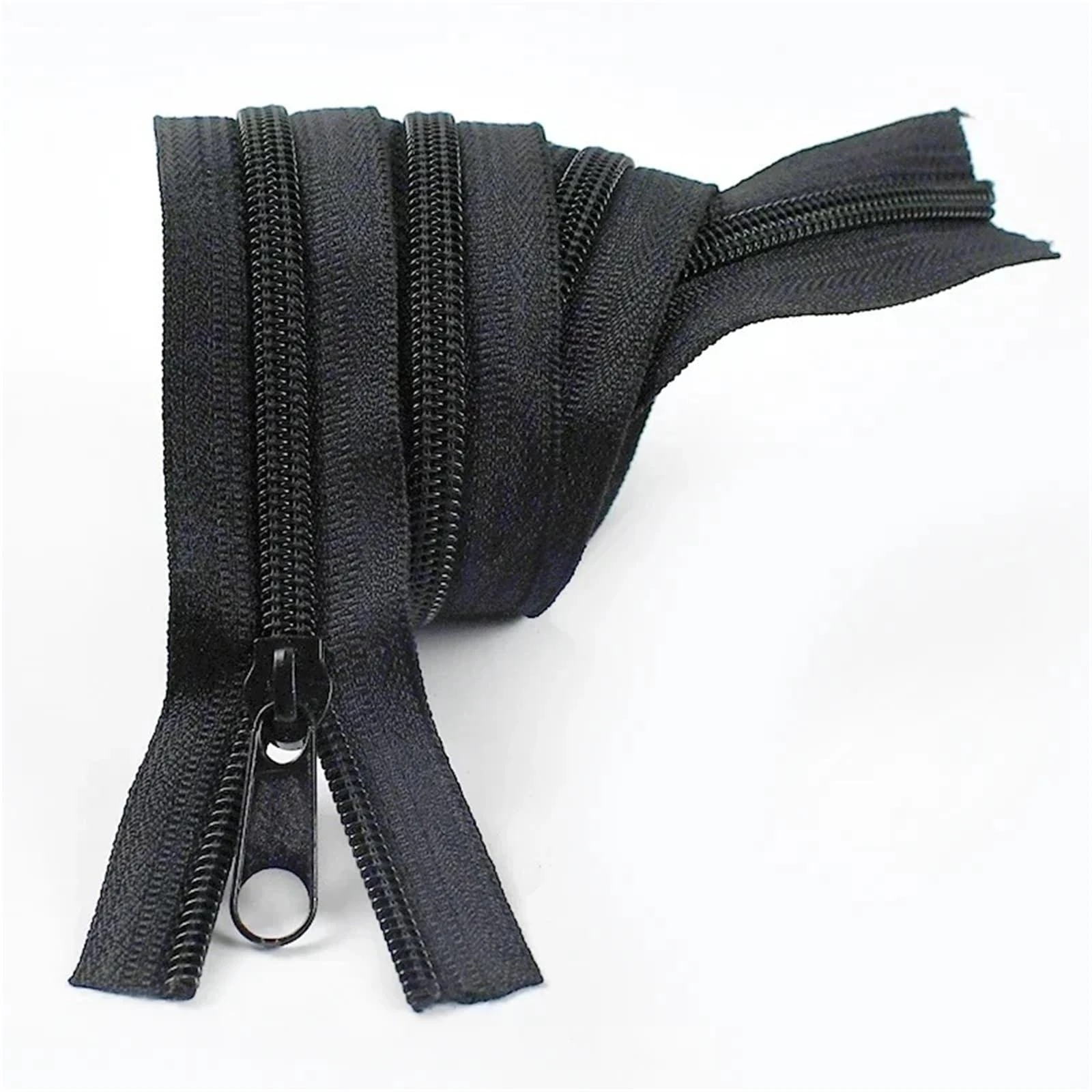 Nylon Zippers Tape Continuous Coil Zips with Slider 3# 5# 8# 10# 1/2/5Meter Length for Clothing Jacket Suitcase Repair(BlackSingle,5M_NO10)