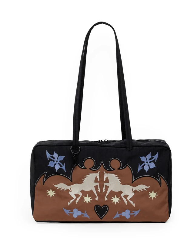 Medium Nylon Bowler Bag - Western Appliqué