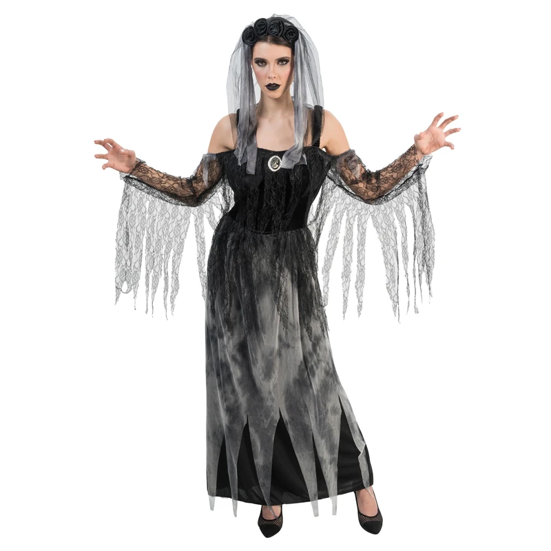 Chaks H4286L Gothic Wedding Dress Set - Black, Size L