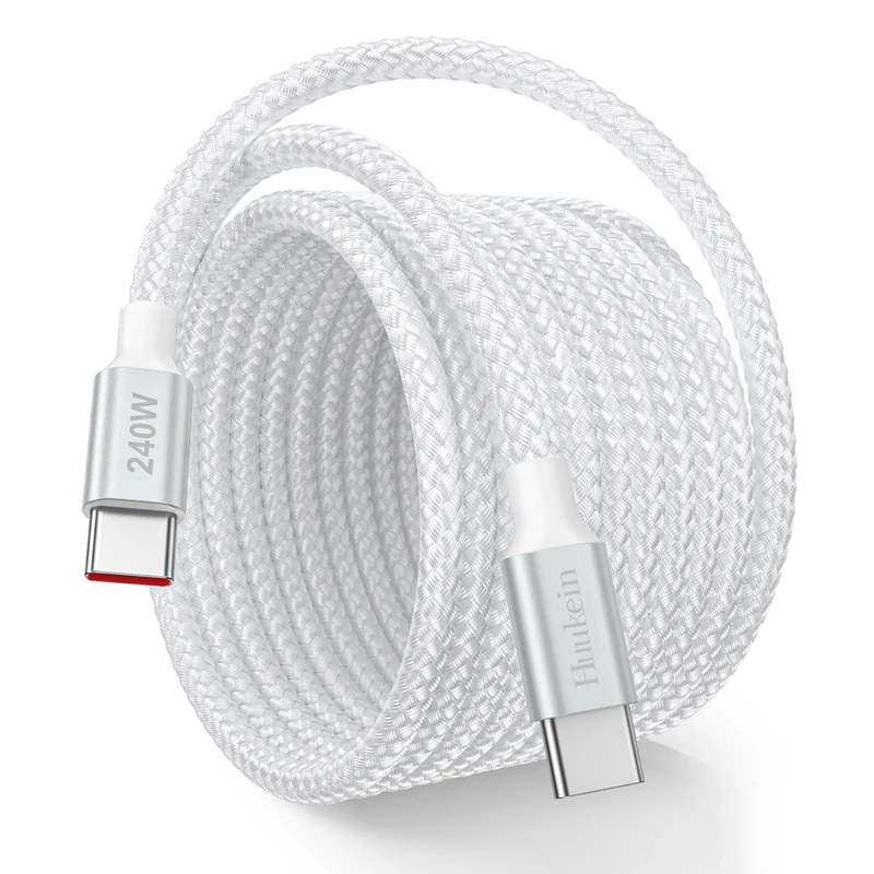 240W USB C Charger Cable 2.5M, PD3.1 USB C to USB C Cable, Type C Charger Cable Fast Charging Cable for iPhone 17/16/15 Pro Max, for Samsung Galaxy S25/24, Steam Deck, MacBook/iPad Pro, White